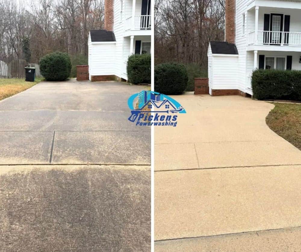 before and after pressure washing in Wake Forest, NC