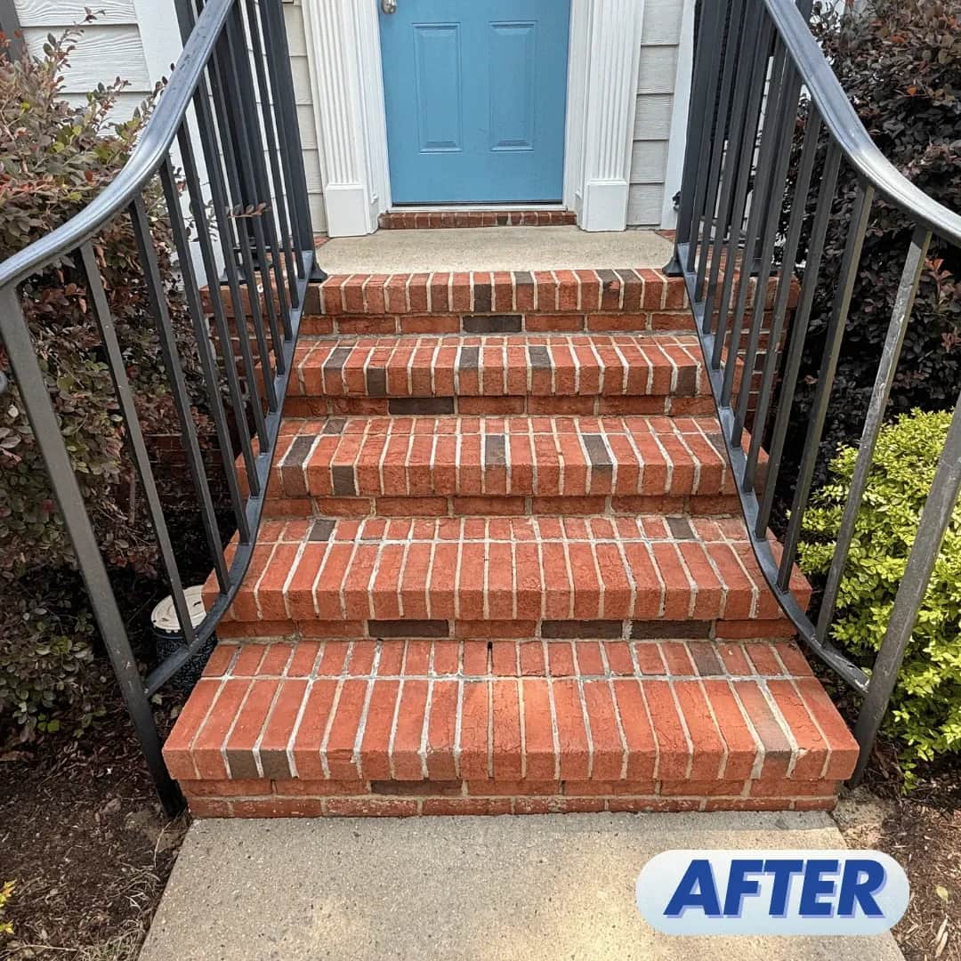 Professional pressure washing service brick steps in Wake Forest, NC