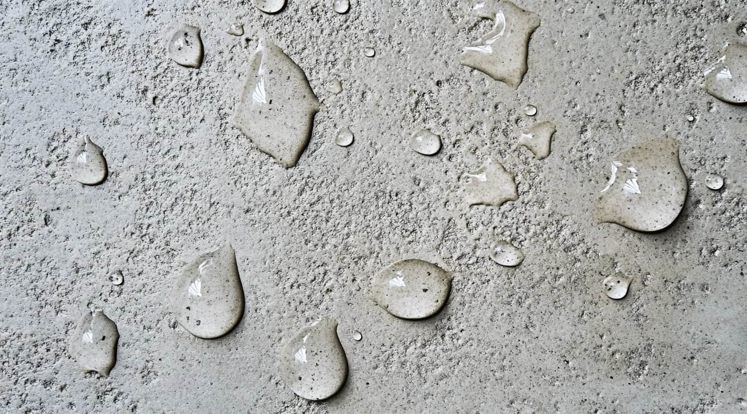 Water drops on sealed concrete, non-permeable concrete, waterproof concrete services in Raleigh and Wake Forest NC