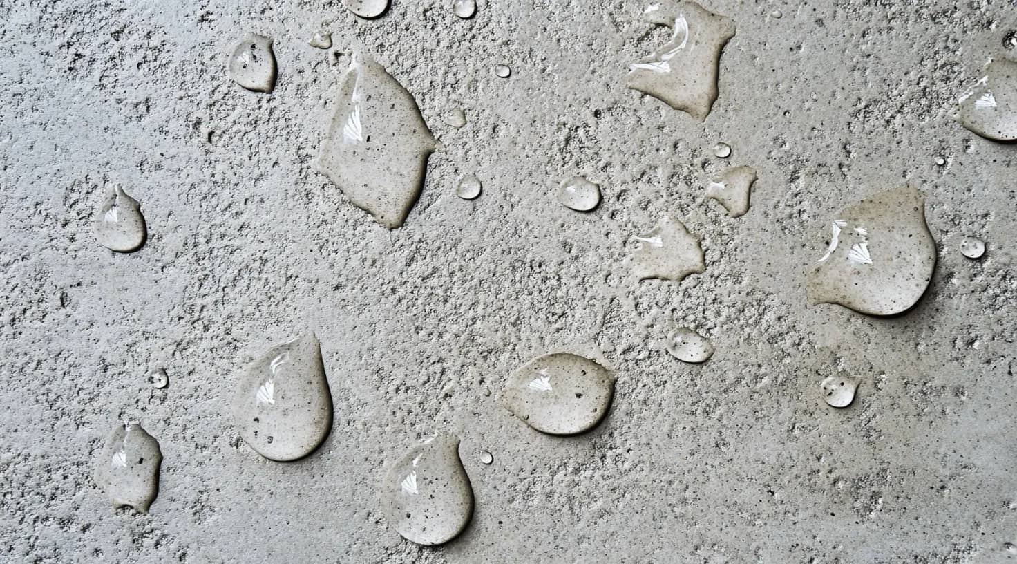 Water drops on sealed concrete, non-permeable concrete, waterproof concrete services in Raleigh and Wake Forest NC