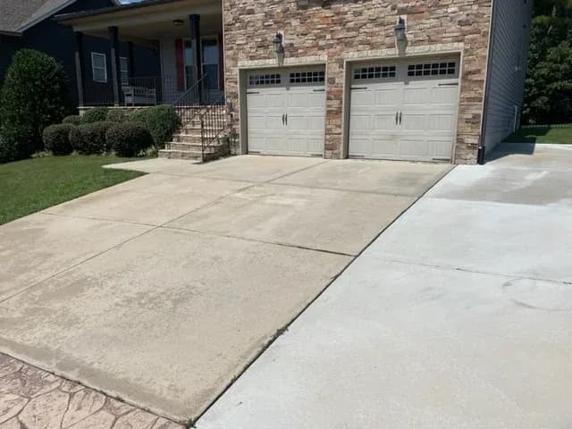 dirty driveway in Wake Forest NC before cleaning it by Pickens Power Washing