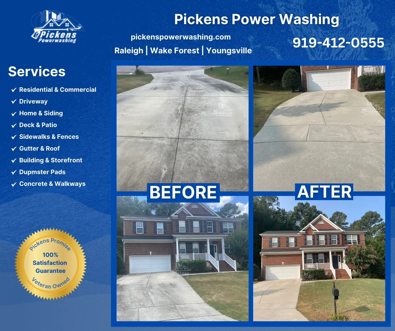 drive way before and after poster Wake Forest NC