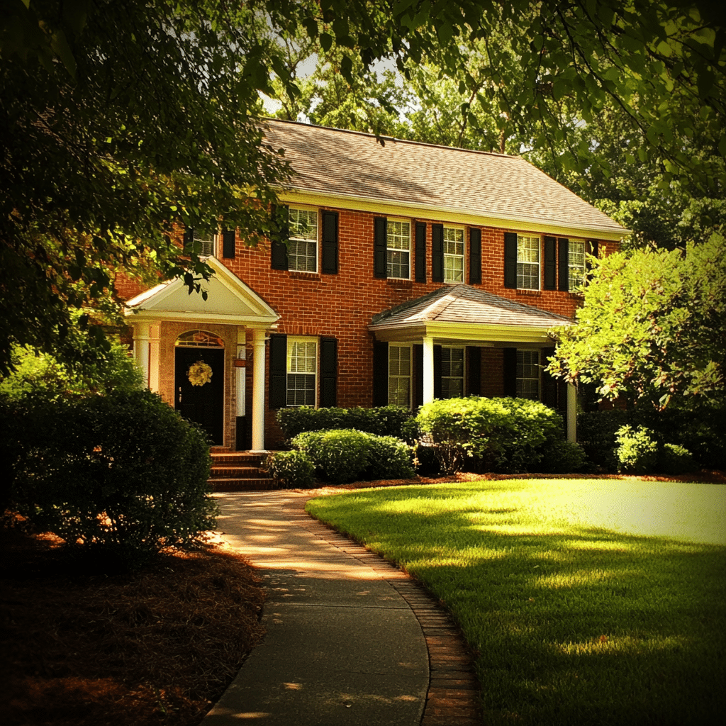 A house in Raleigh Wake Forest North Carolina in the summer that has been power washed