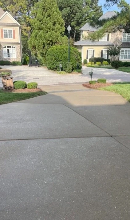 A cleaned driveway in Wake Forest with no stains